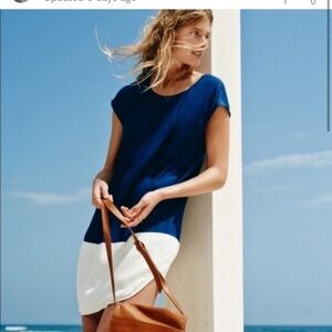 Madewell Shift Dress Colorblock Blue and White Short Sleeve Lightweight Dress
